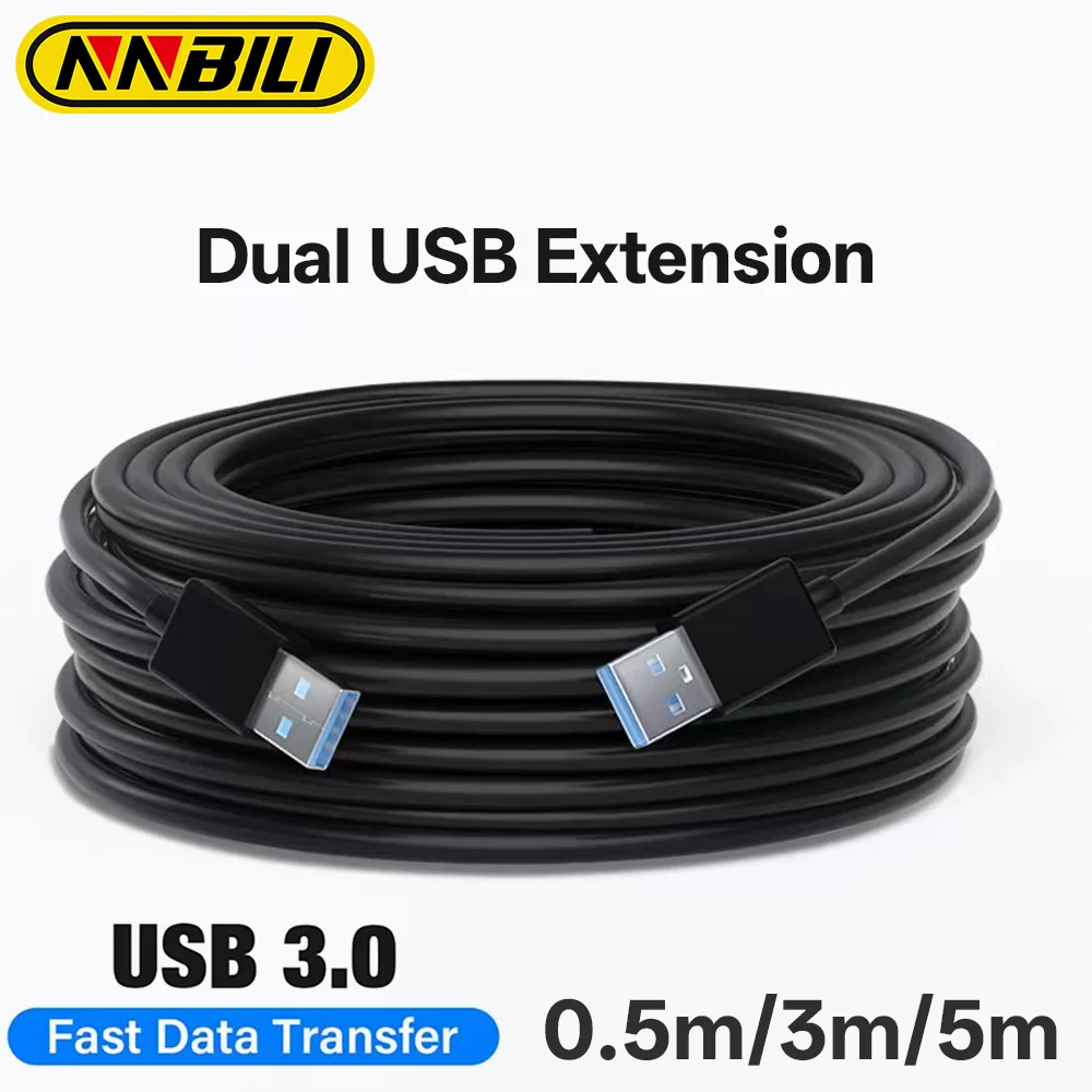 Nnbili 0.5m 3m 5m cabo de extensão usb usb um macho para usb um macho usb 3.0 extensor para radiador disco rígido cabo de extensão de rede