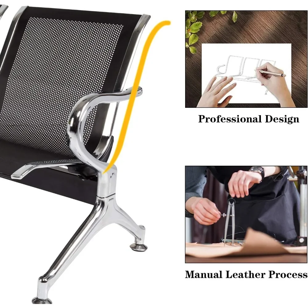 Waiting Room Bench - Waiting Room Chairs with Arms Airport Reception Bench, Lobby Bench Seating Waiting Area Chairs