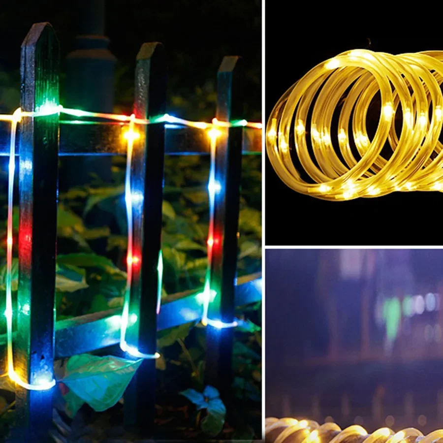 Corda LED natalizia a bassa tensione 8 modalità impermeabile 12M 100LED corda leggera trasparente per esterni e corda per ponte patio giardino