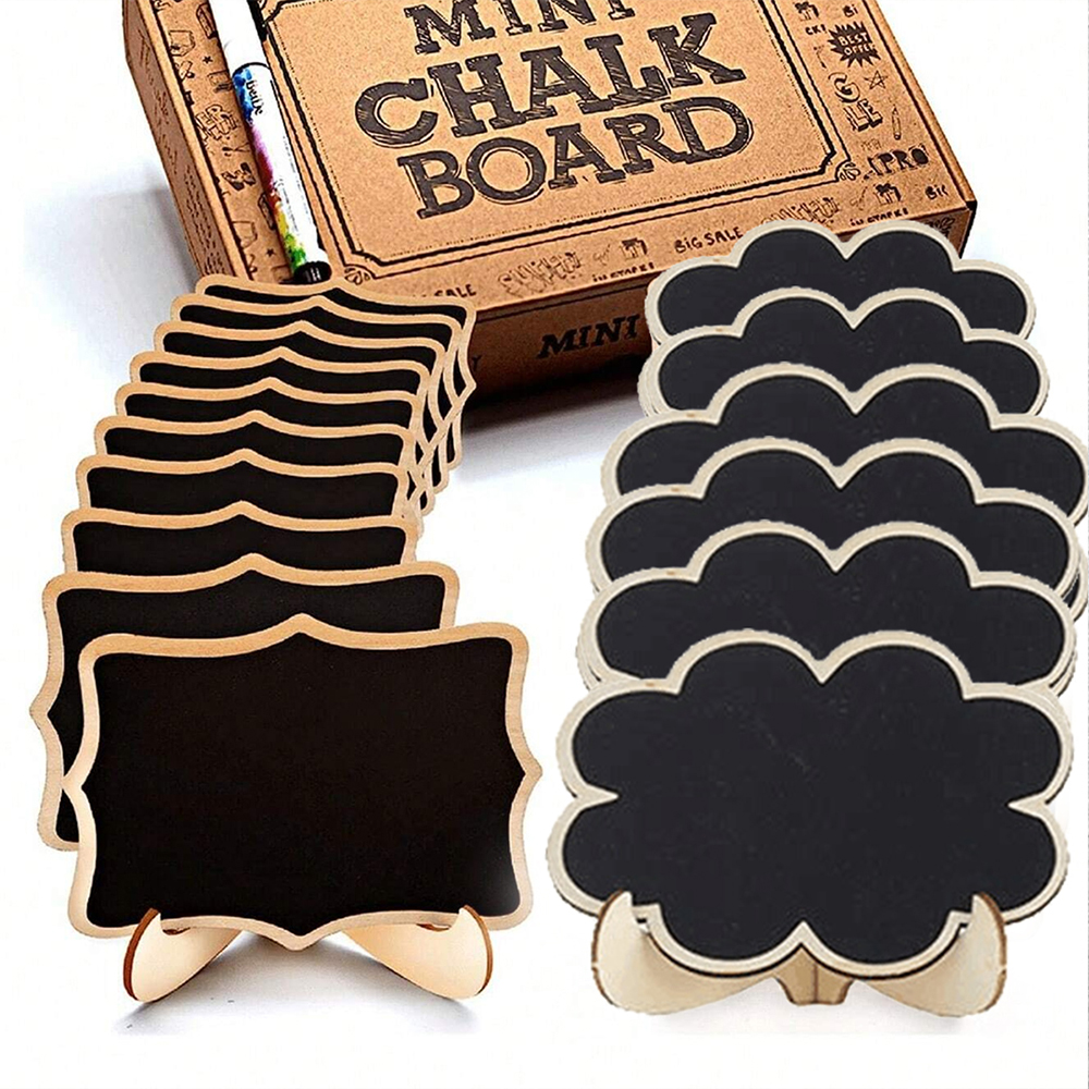 10Pcs Chalkboard Labels With Easel Mini Chalkboard Signs Wooden Chalkboards for Weddings Birthday Message
