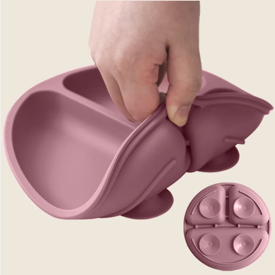 1 個ベビー吸盤シリコーンダイニングプレート BPA フリー子供食器吸引幼児トレーニング食器子供給餌ボウルベビー用品