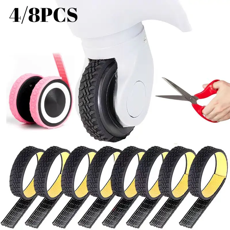4/8PCS Luggage Wheels Protector Silicone Suitcase Parts Axles Wheels Protector Reduce Noise  Damping Trolley Box Casters Cover