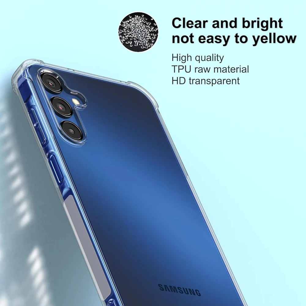 S24 Ultra Shockproof Clear Case For Samsung A05 A15 A25 A35 A55 Soft TPU Shell S24 S23 S22 Plus S21 Ultra S20 FE Silicone Cover