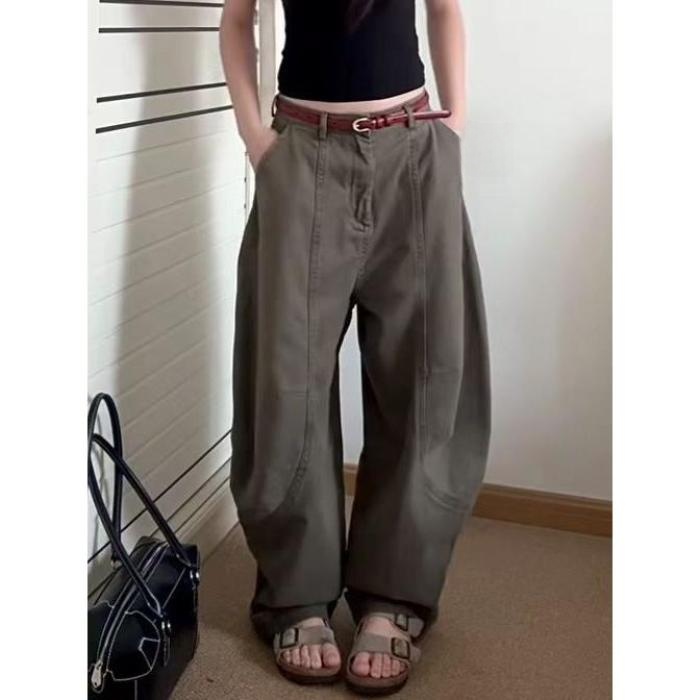 Randomly Distributed Women's High Waist Wide Leg Pants Zipper Closure Polyester Cotton Blend Casual Wear All Seasons