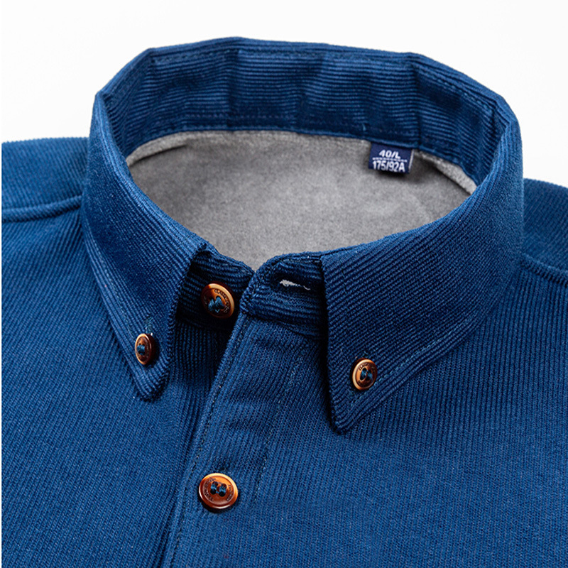 camicia a maniche lunghe da uomo casual in velluto a coste di grandi dimensioni ispessito autunno e inverno tinta unita di alta qualità