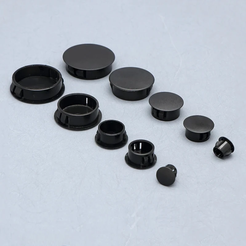 Tappi per tappi a scatto in plastica rotonda nera Tappi di bloccaggio per mobili per armadietti Tappi di bloccaggio per coperture 5-50 mm