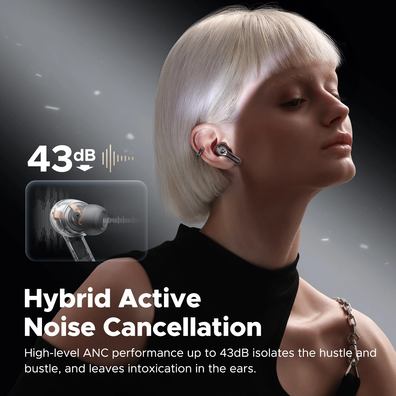 Auriculares inalámbricos SoundPEATS Capsule3 Pro con alta resolución y LDAC, auriculares híbridos ANC Bluetooth 5.3 de 43 dB con 6 micrófonos, total de 52 horas