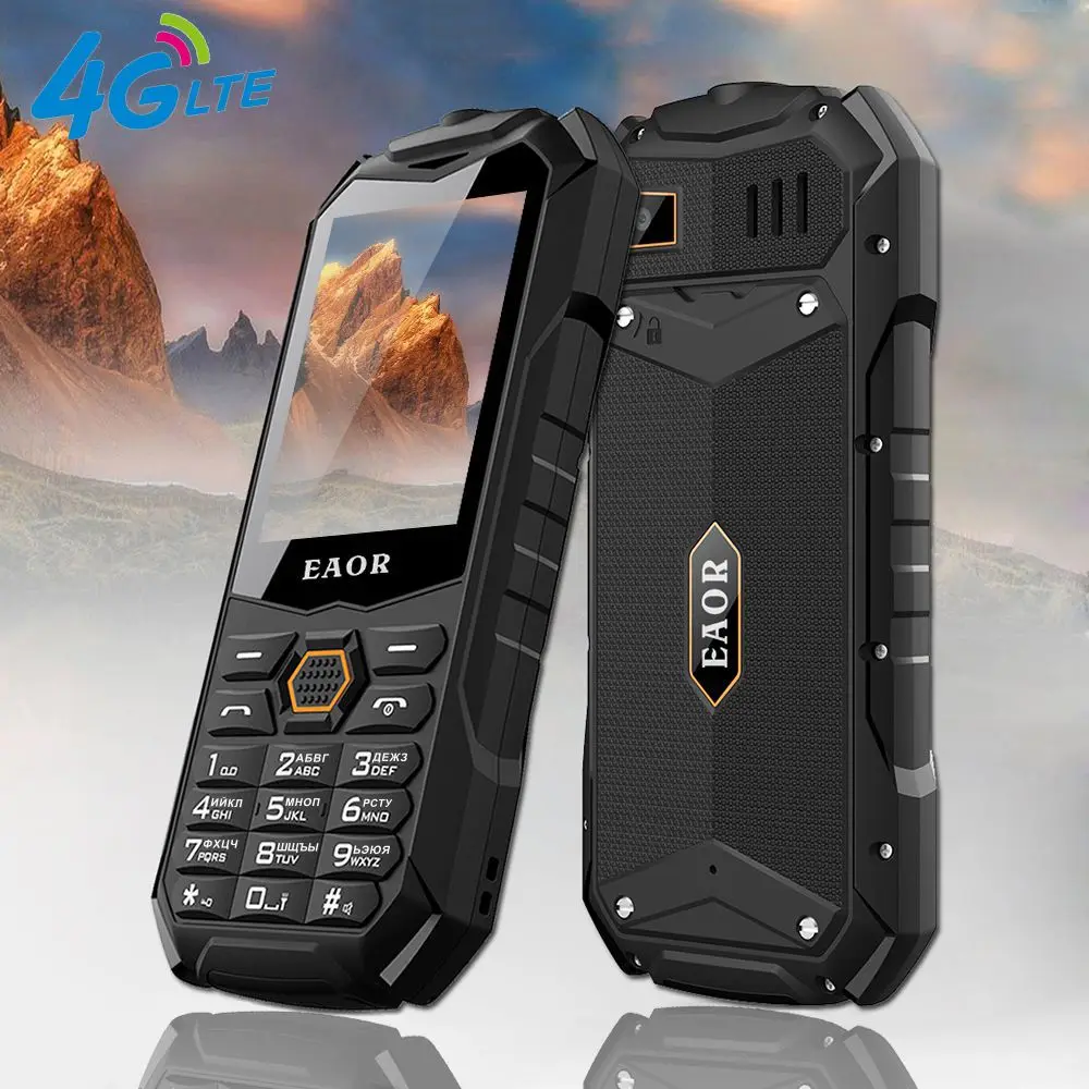 EAOR-teléfono 4G/2G, celular resistente y delgado, IP68, función Real de tres funciones a prueba de agua, Batería grande, teclado Dual SIM, con linterna de deslumbramiento