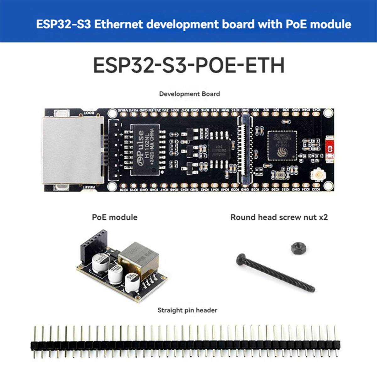 BABQ ESP32-S3-POE-ETH ESP32-S3 Ethernet-Entwicklungsboard unterstützt PoE Dual-Core Wi-Fi und Bluetooth Wireless USB Typ-C-Anschluss