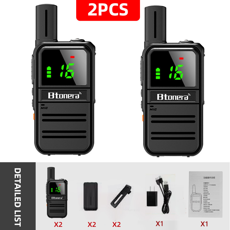 BTONERA Walkie Talkies 2 Pcs Rechargeable Long Range Flashlight 16 Channel Radios Handheld Two-Way Rad USB Type C Hiking
