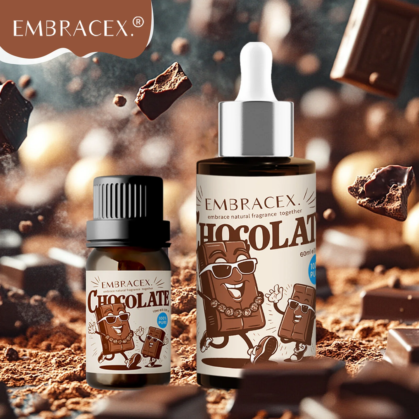 10ml 60ml Chocolate Essential Oils Chocolate Perfume Sweet Fragrance Chocolate Parfum Oils For Diffuser Women Gift