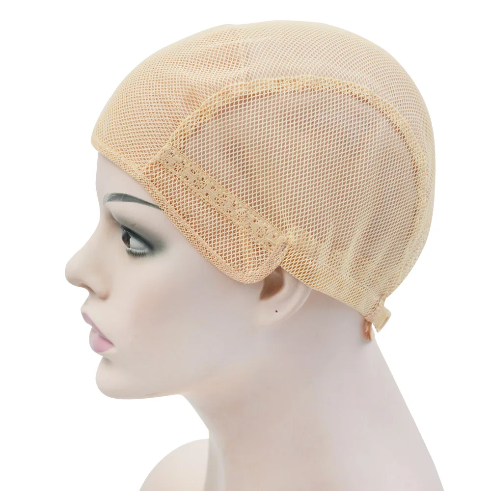Gorros de peluca de encaje doble frontal, redecillas elásticas, gorros tejidos de malla M/L con correas ajustables para hacer pelucas, 1 ud.