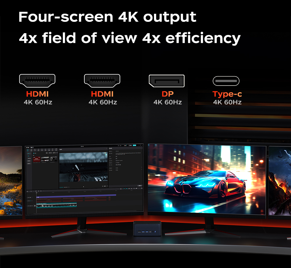 TexHoo Mini PC AMD Ryzen7 6800H Ryzen5 6600U Desktop Gaming Computer WIFI6 BT5.2  DDR5  Triple Display Dual  LAN