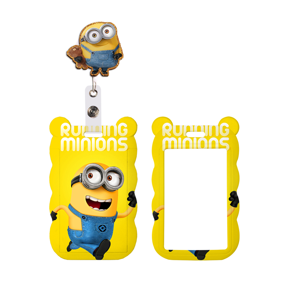 Брелок с ремешками из мультфильма «Миньоны», милый держатель для бейджа, удостоверение личности, кредитная карта, шейный ремешок, брелок, блестящий полимерный лариат, ремешок для телефона, ювелирные изделия