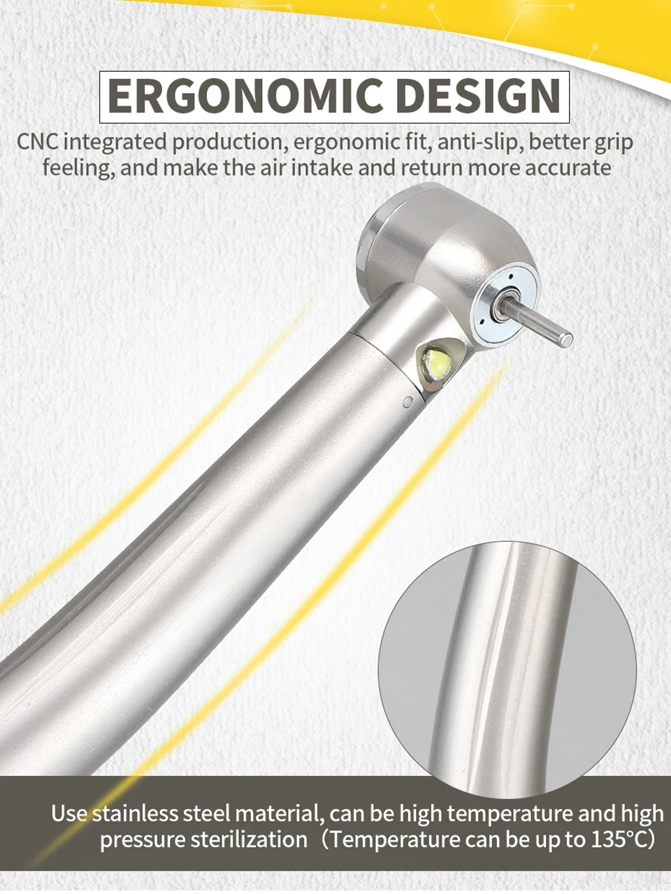 歯科 LED の高速 Handpiece の高い回転 3 水スプレーの急速な冷却の陶磁器軸受け低雑音のタービン先端歯科用具