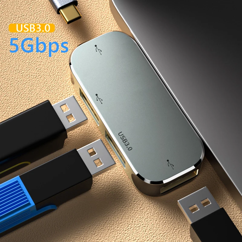Многофункциональный концентратор 6 в 1 Type-C, разъем 3,55 мм, PD100W, USB3.0/USB2.0/USB3.1, совместимый с HDMI USB-разветвитель