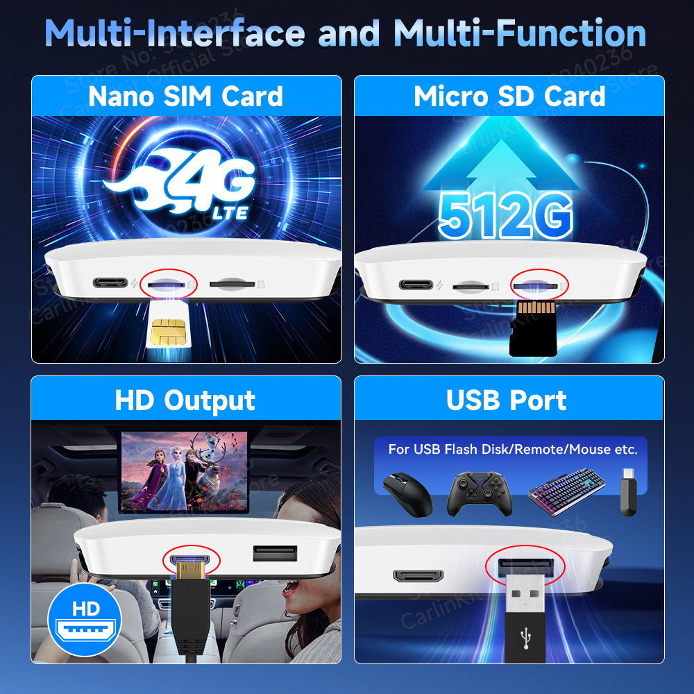 2024 nuevo CarlinKit Android 13 CarPlay AI Box HDMI inalámbrico CarPlay Android Auto TV Video Box Qualcomm SDM660 pantalla dividida de 8 núcleos
