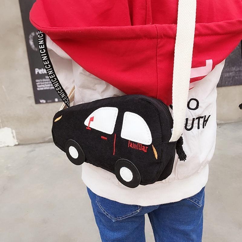 Schattige Kinderen Katoenen Kleine Tas Schoudertas Schattige Grappige Persoonlijkheid Auto Meisje Student Messenger Bag
