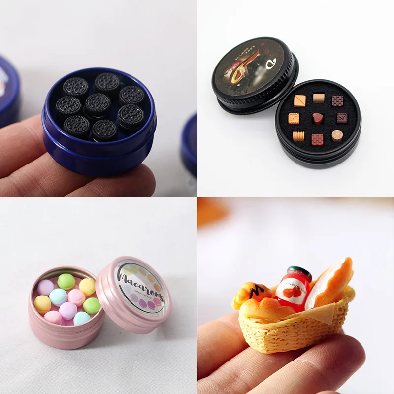 1/6 Miniature Mini Chocolate Cookie Boxs Ice Cream Dolls Food Model Props For Bjd Dollhouse Accessorie Kids Girls Pretend Play