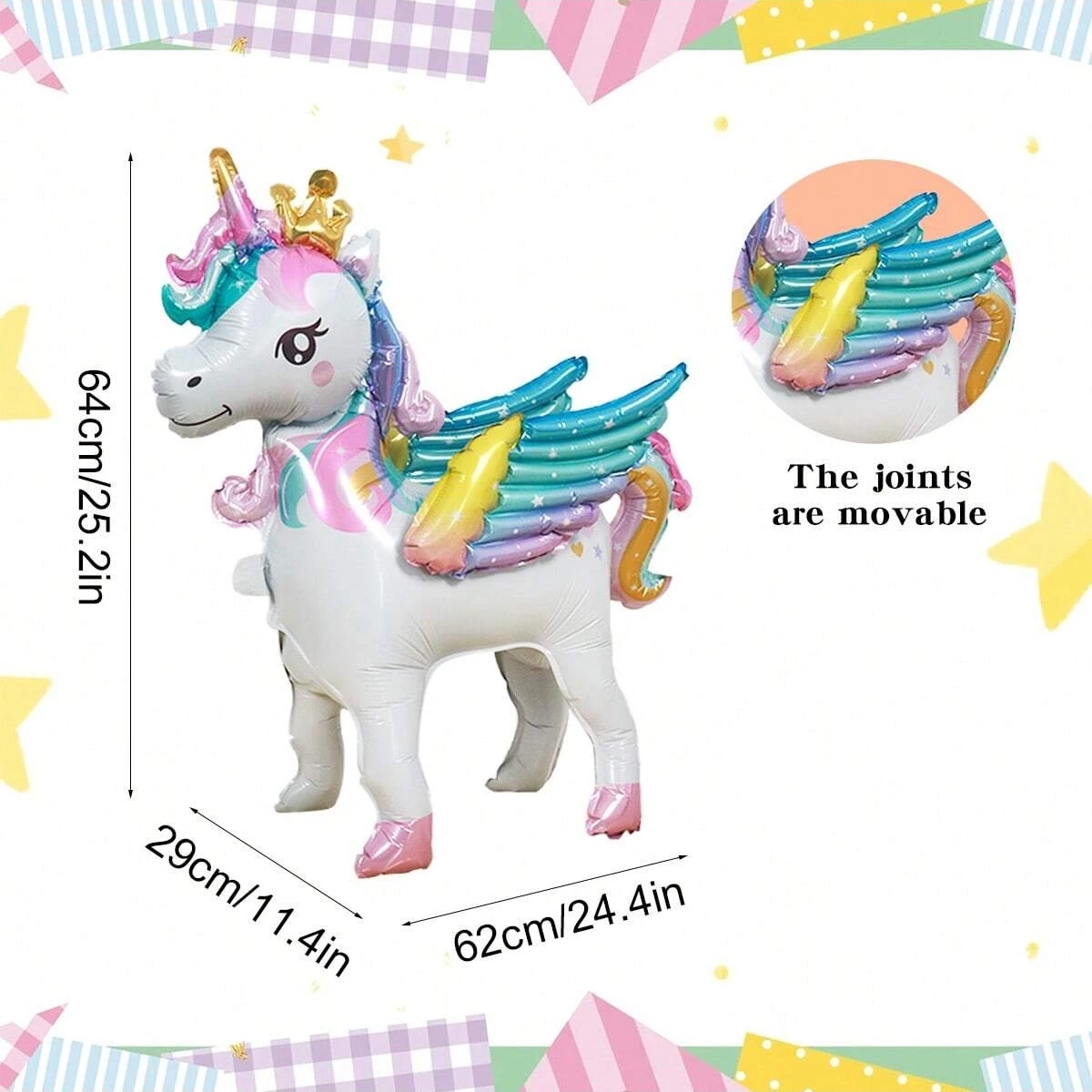 自立型かわいいユニコーンバルーン 1 個、誕生日装飾、レインボーユニコーンパーティー用品、部屋の装飾