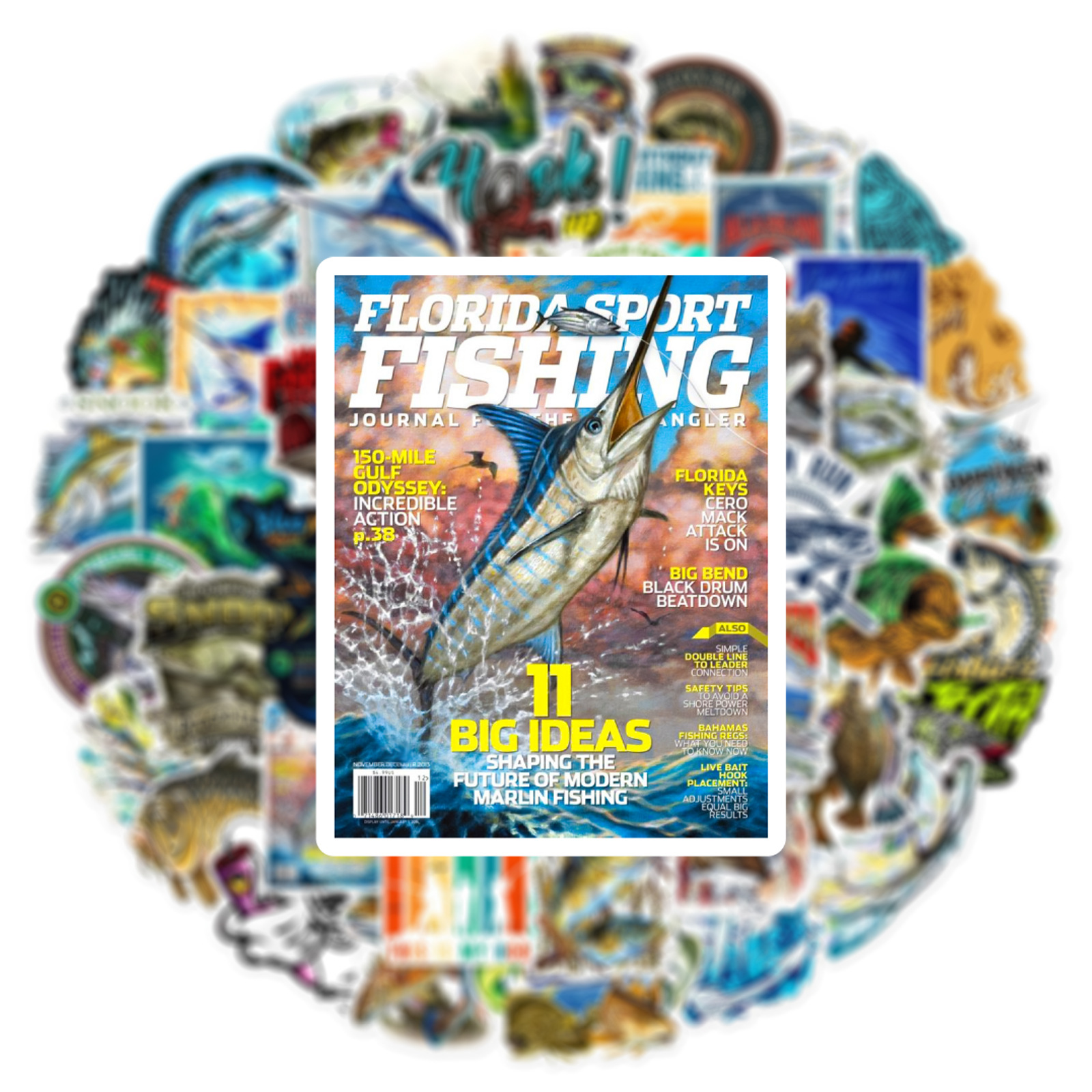 50 pçs logotipo de pesca ao ar livre adesivos decalques decoração scrapbook mala bagagem motocicletas bicicleta à prova dwaterproof água graffiti adesivo