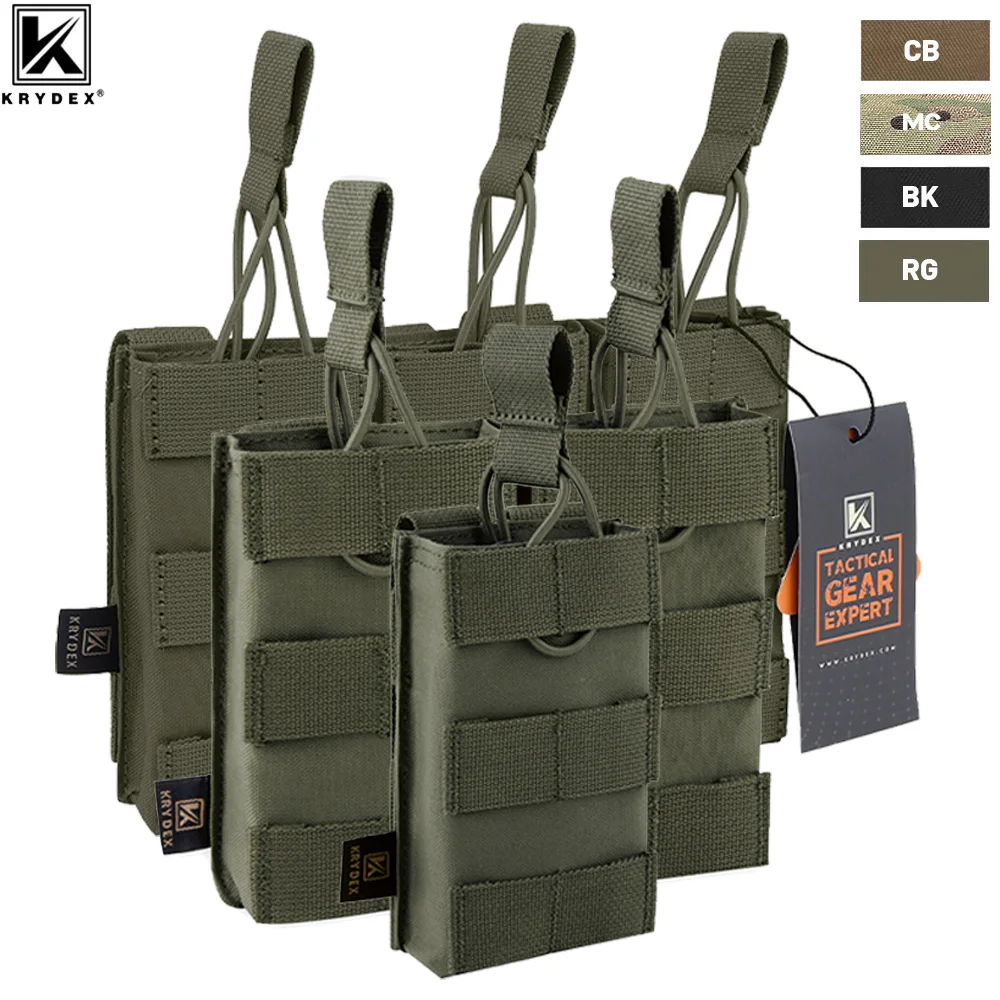 KRYDEX-bolsa táctica MOLLE de 5,56mm, bolsa para revistas con correa MOLLE abierta individual/doble/Triple para accesorios de caza M4 M16