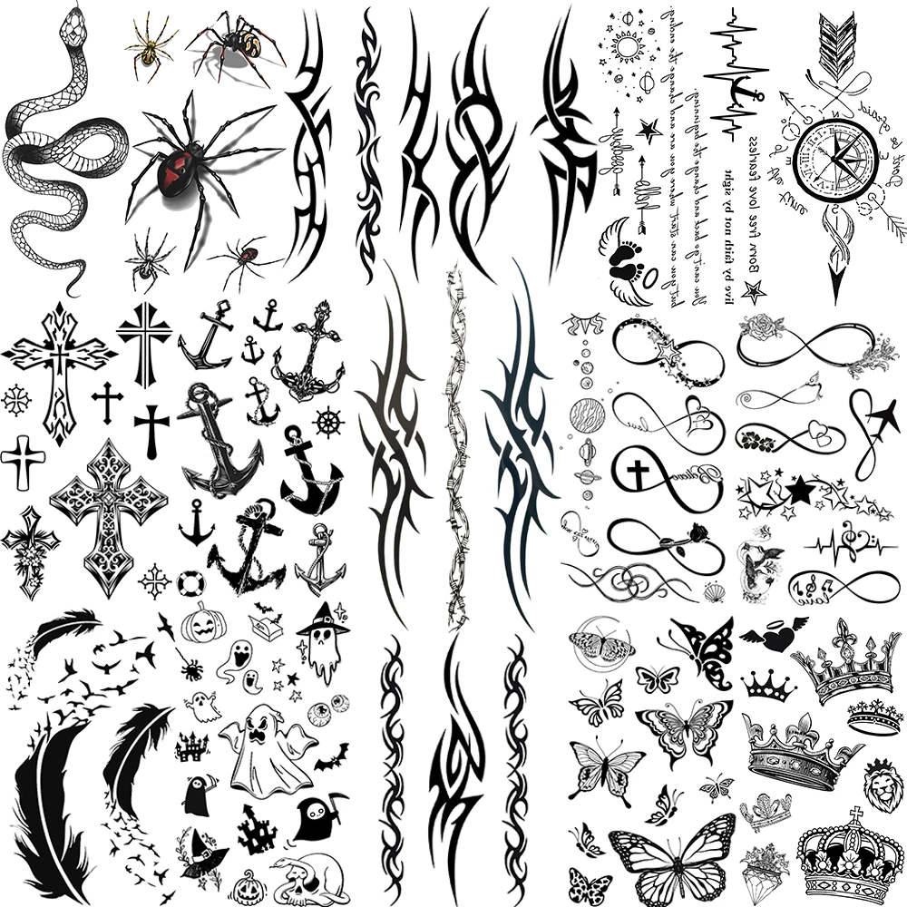 Tatuaje temporal sexual para hombre y mujer, pegatinas impermeables, maquillaje, maquiagem, tatuaje de encaje de murciélago, AQ-062