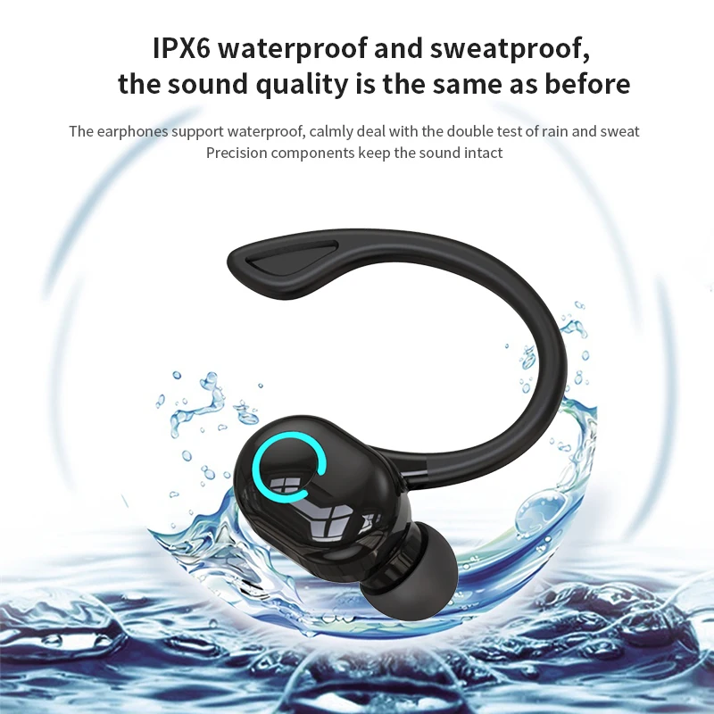 Bezprzewodowe słuchawki Bluetooth HIFI Bass z mikrofonem HD słuchawki douszne z zaczepem na ucho życie z redukcją szumów wodoodporne słuchawki do gier sportowe muzyczne