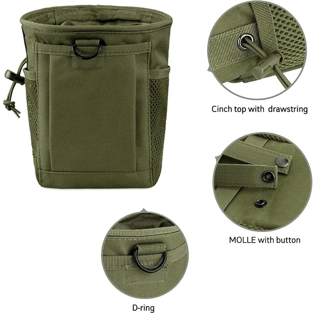Molle 덤프 파우치, 사냥 잡지 복구 파우치 Drastring 탄약 가방 벨트 허리 화니 팩 조절 가능한 홀스터 백