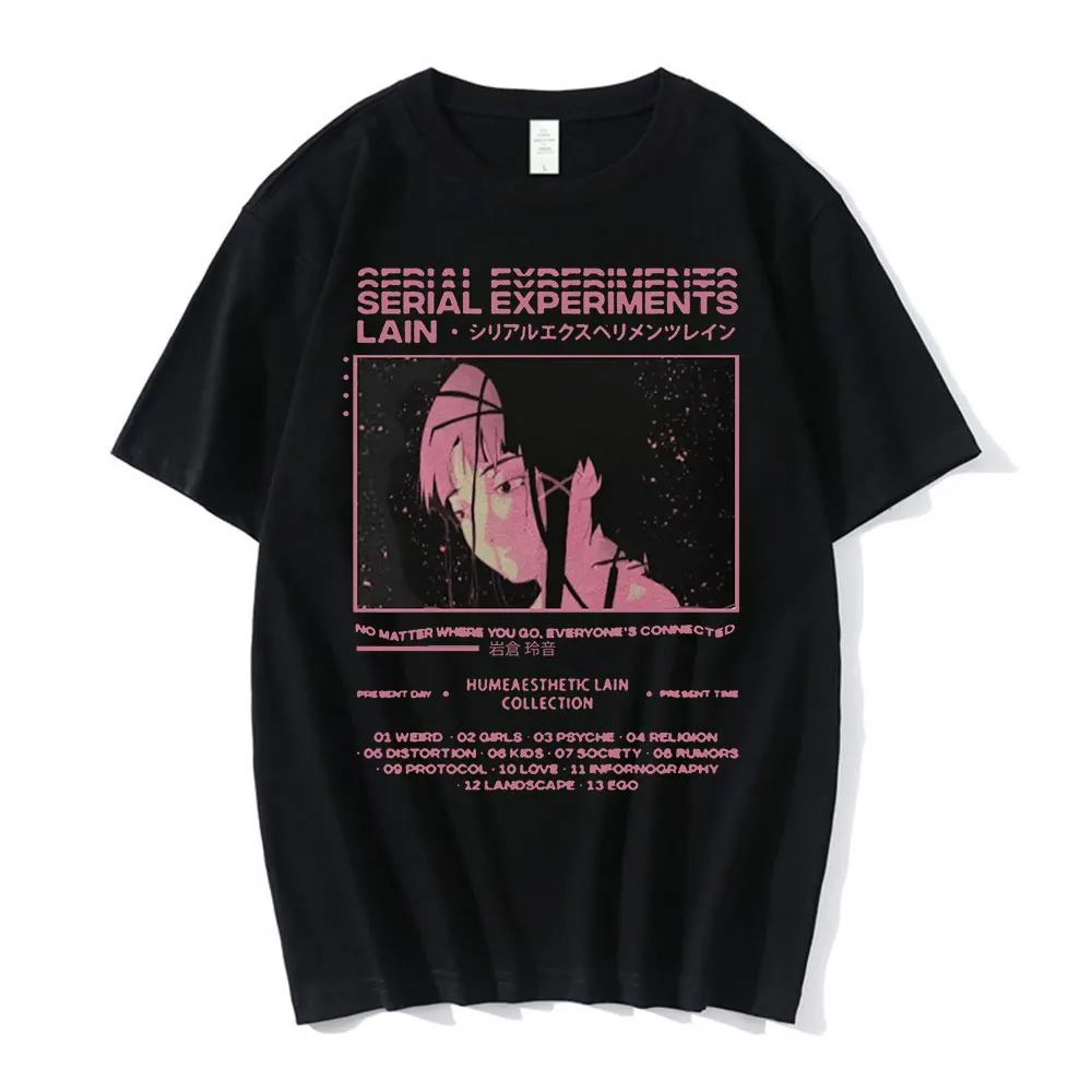 アニメシリアル実験レイン Tシャツ男性女性グラフィック Tシャツユニセックス岩倉マンガガールサイ​​エンスフィクション半袖 Tシャツユニセックストップス