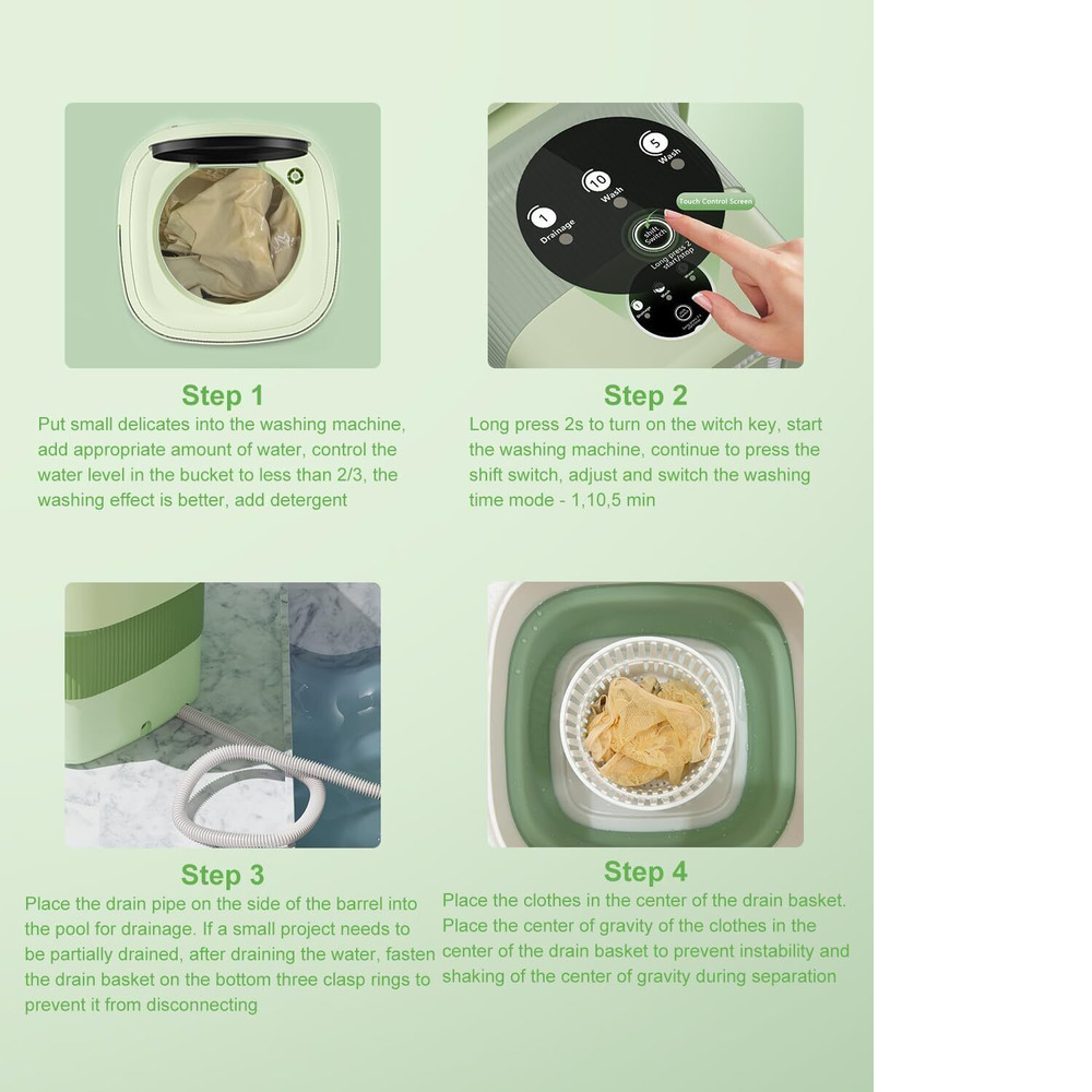 8/12L Large Capacity Portable Washing Hine Mini Foldable Washer Rotary Dryer