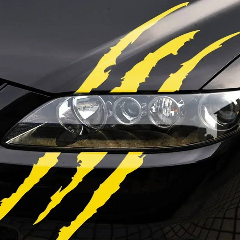จัดแต่งทรงผมรถ Ghost Claw Scratch Stripe Marks ไฟหน้า Decal ไวนิล Decal Auto Body สติกเกอร์ตกแต่ง PVC แกะสลักไวนิล Decal