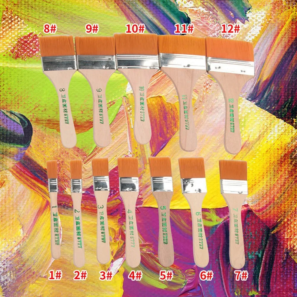 12개 나일론 페인트 브러시 세트 - 아크릴, 오일, 수채화, 드로잉 및 미술 용품용 고품질 합성 강모