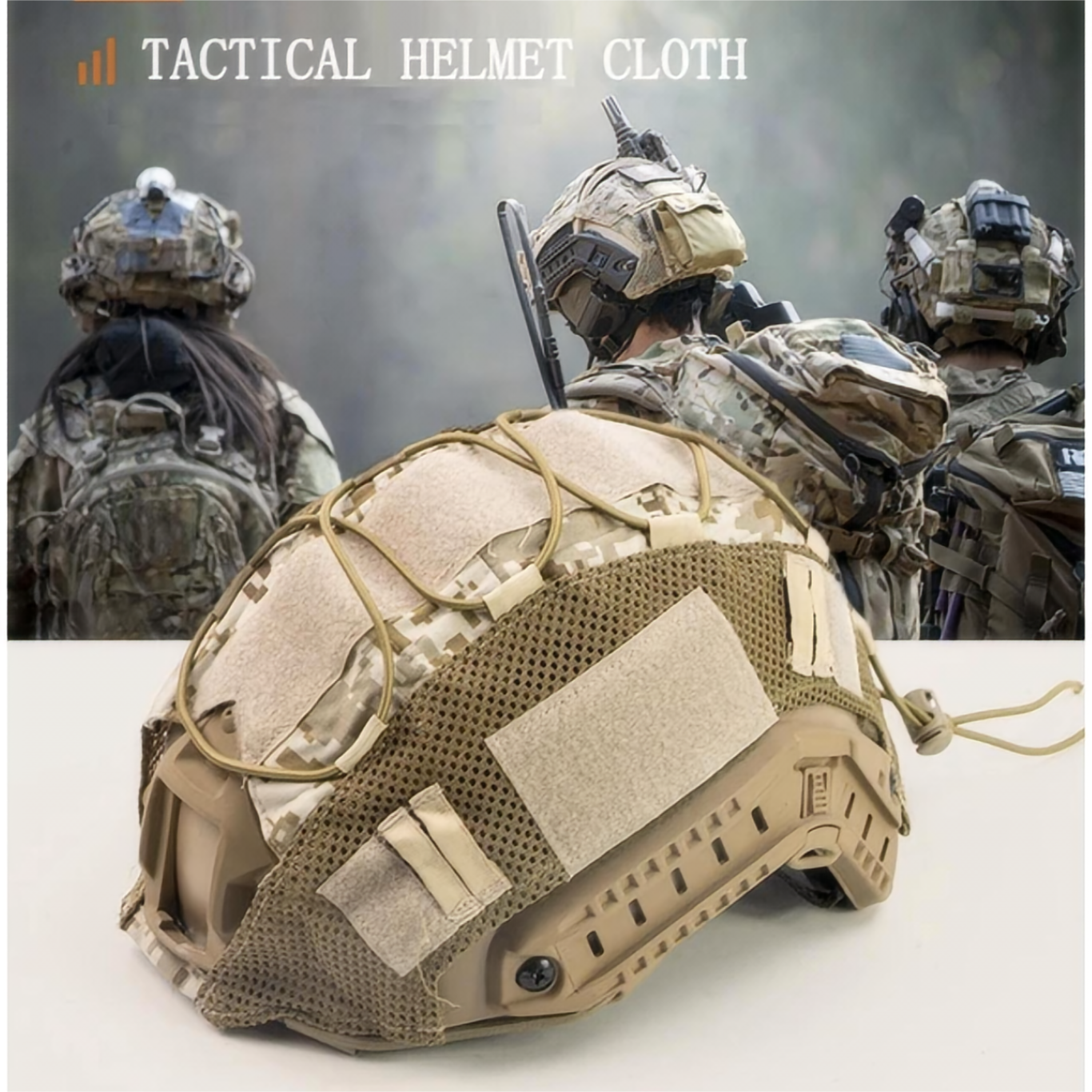 Capa rápida do capacete tático com corda elástica, camuflagem CP, Nylon 1000D, Acessórios de caça militar