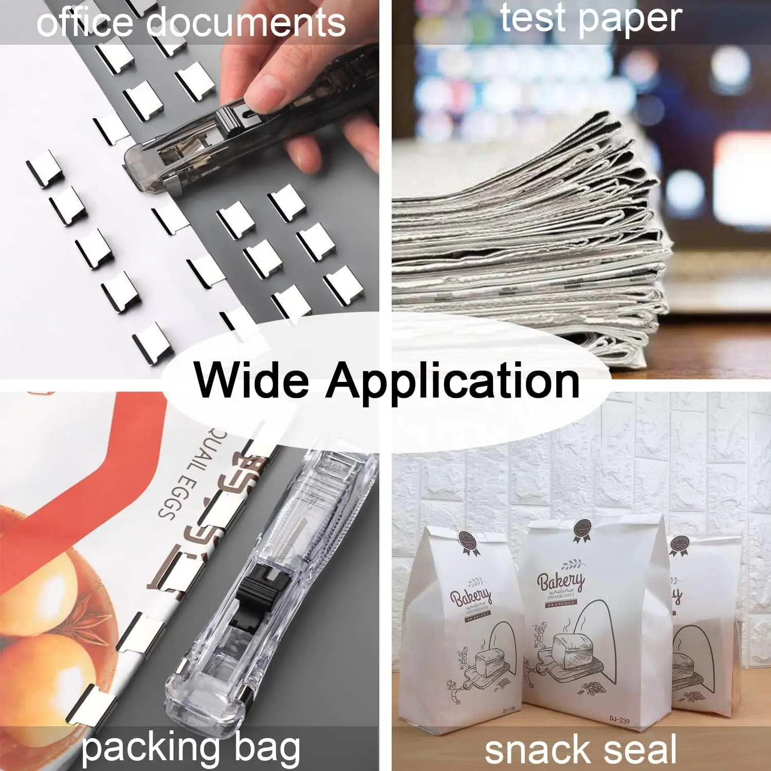 Push Stapler, Binder คลิปกระดาษ Clamps เครื่องเย็บกระดาษเดสก์ท็อป 50 ชิ้นสแตนเลสคลิปเติมสําหรับอุปกรณ์สํานักงานโรงเรียน