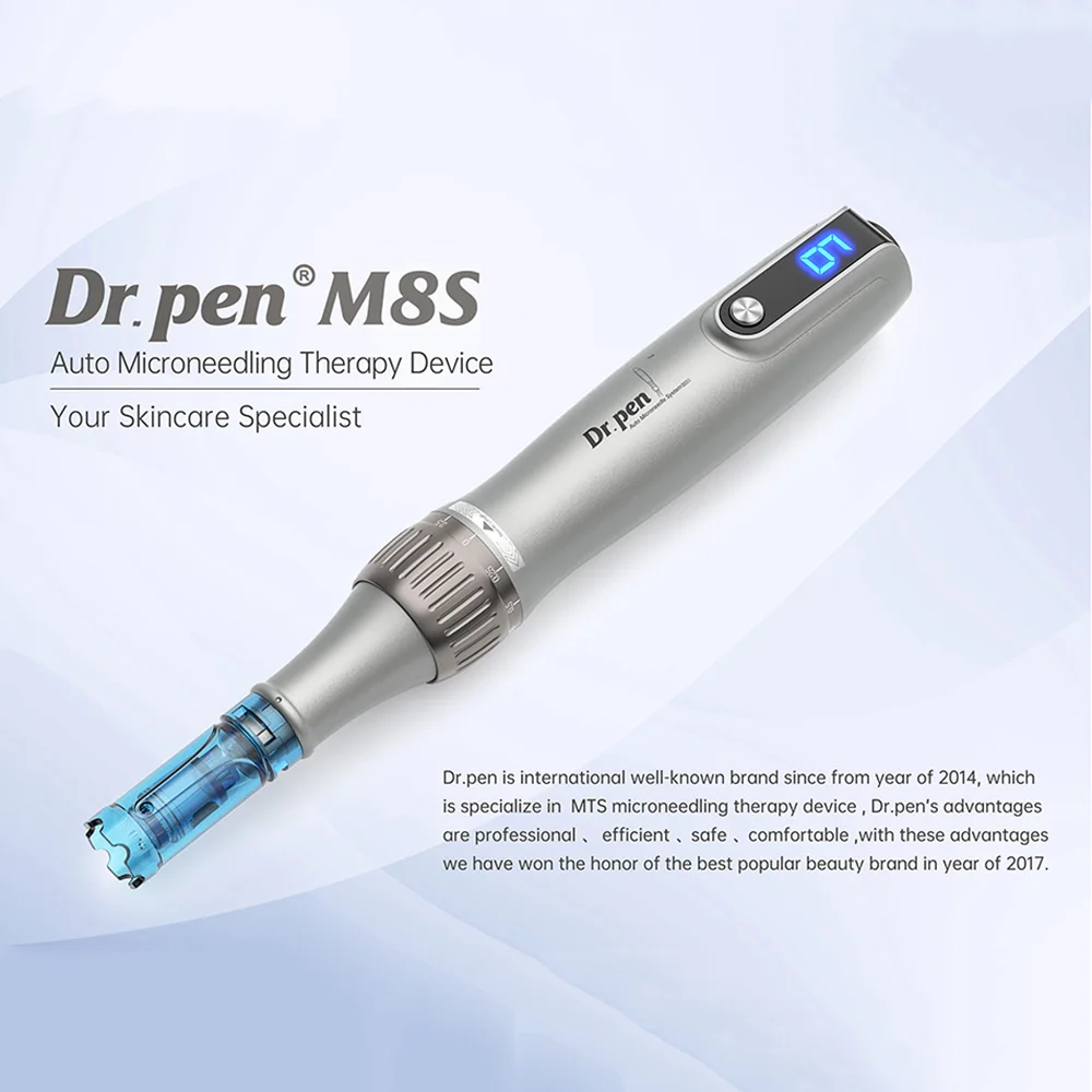 ของแท้ dr.pen Ultima M8S ไร้สายปากกาแต้มสิวมืออาชีพที่มี22เข็มที่สำหรับการเจริญเติบโตของเส้นผมปากกา Microneedle บำบัด