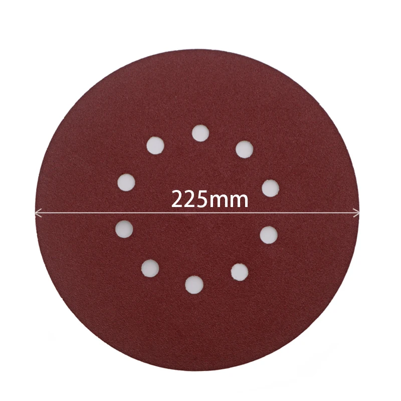 Mới 30 Chiếc Giấy Nhám 225Mm 10 Lỗ Chà Nhám Paper100-320grit Điện Treo Tường Máy Đánh Bóng Nhám Đánh Bóng Chong Chóng Móc Và Vòng Lặp