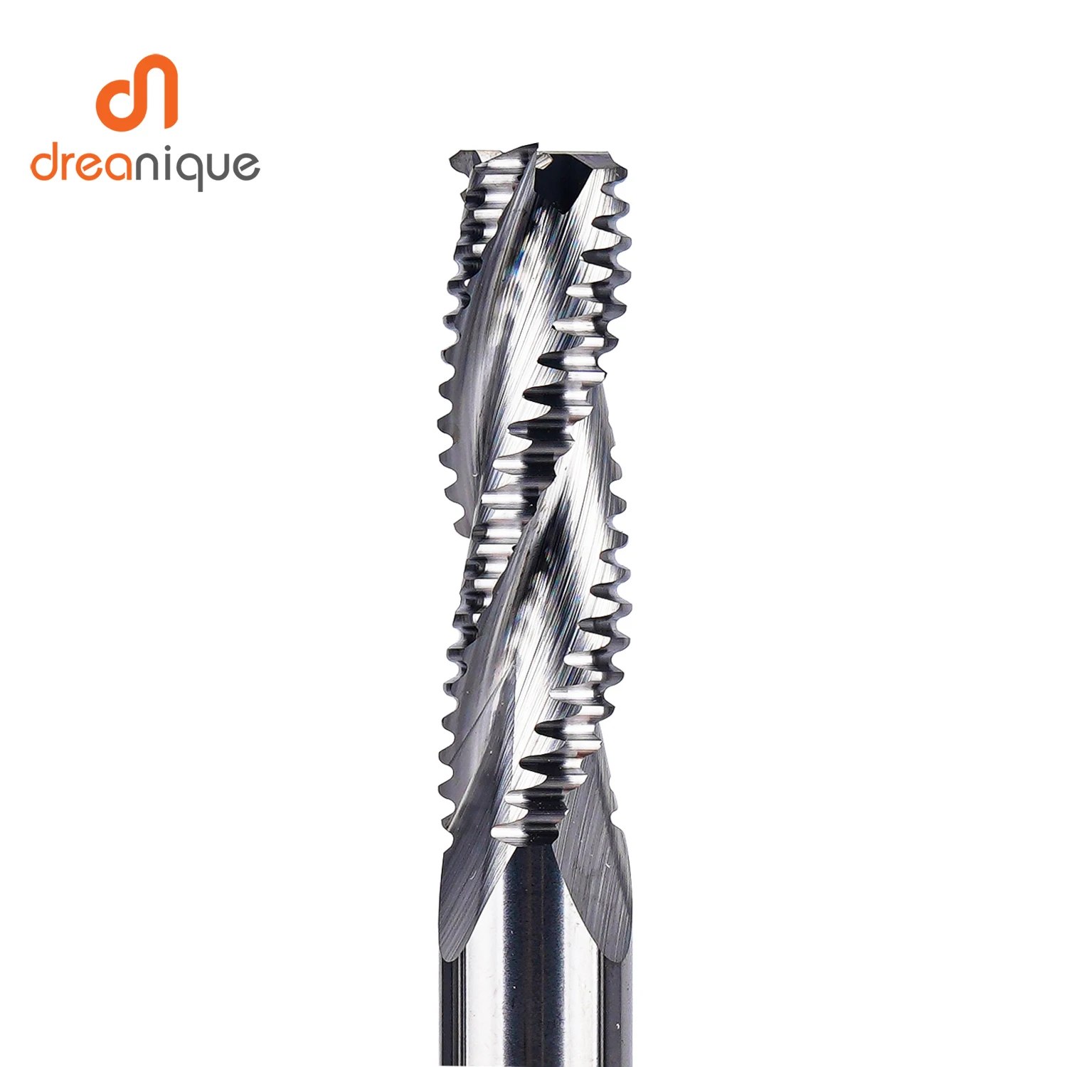 Dreanique 1 PC 3 ขลุ่ยคาร์ไบด์หยาบเครื่องตัด 4 มม.-12 มม.ไม้ Sloting CNC หยาบเกลียว Bit End Mill