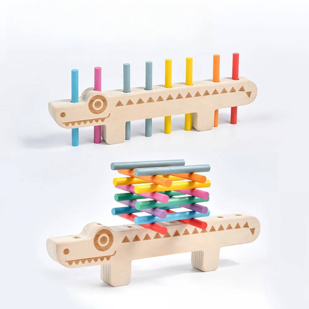 Wooden Montessori Color Matching Game for Toddlers Color Cognition Educational Toys Fine Motor Training Stick Balance Games