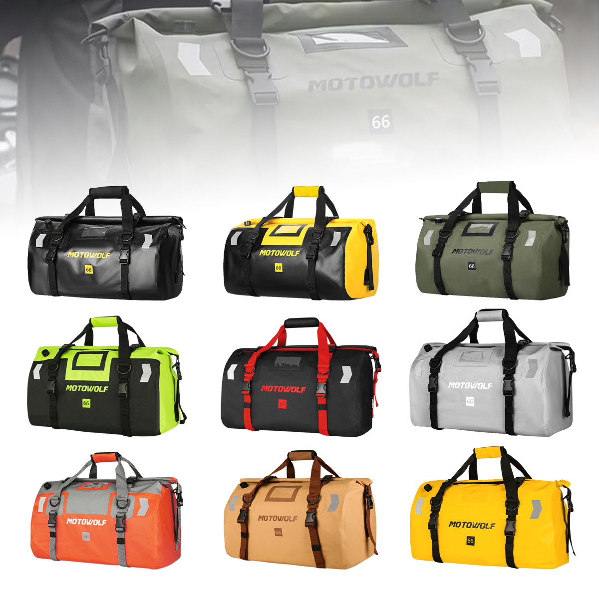 Bolsa traseira para motocicleta, à prova d'água, viagem ao ar livre, bagagem seca, rolo, 20/66/100l, mochila para bagagem de moto, bolsa de assento para motocicleta