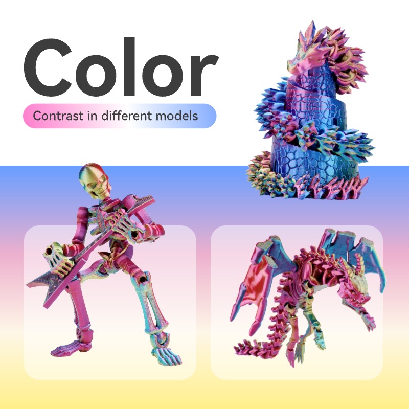 Conjure Silk PLA Rainbow Matte Multi-Color 1,75 mm Dual/Tri Colors Fast Filament Plastic 1 kg für 3D-Druckermaterialien
