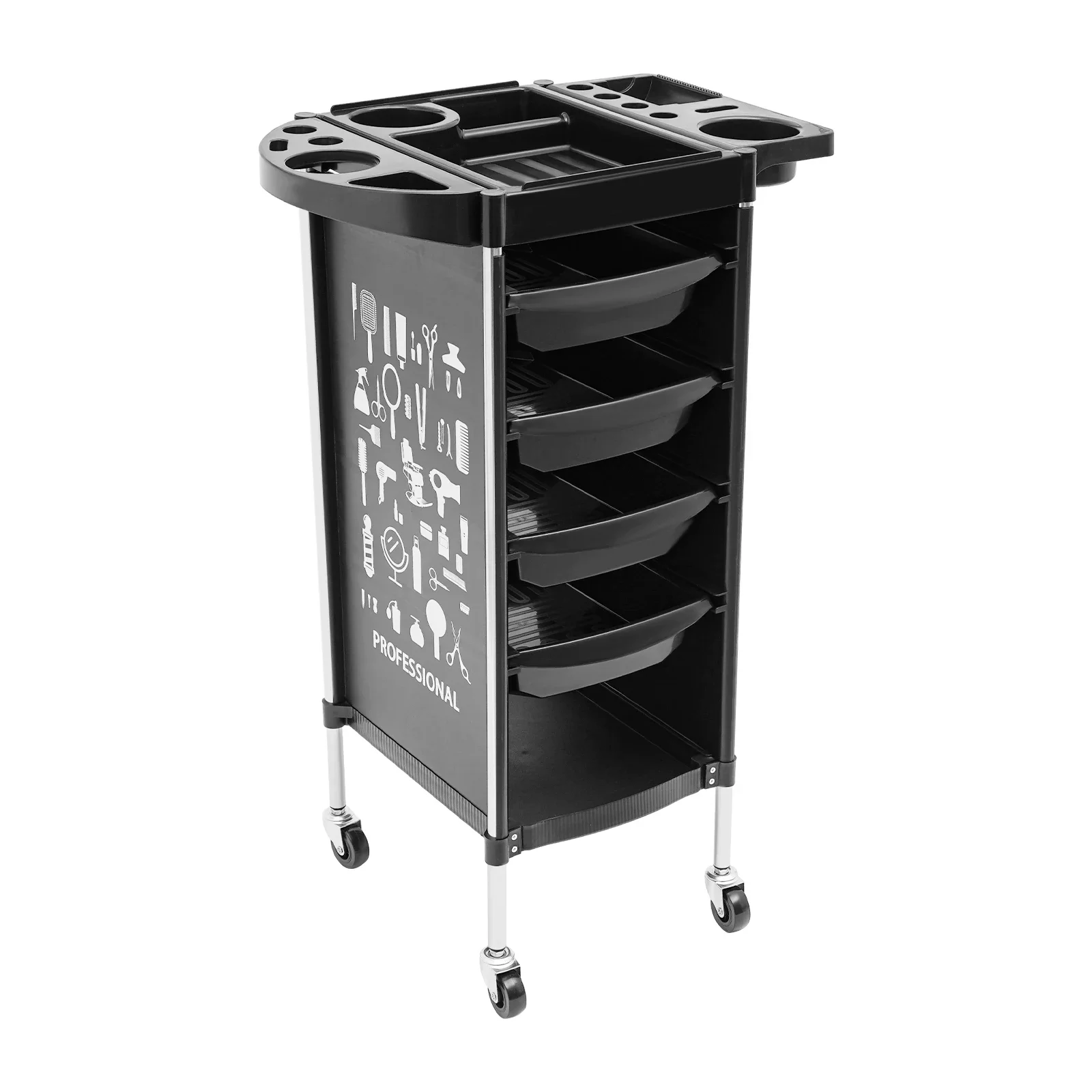 Carrello da salone con 4 cassetti, carrello da barbiere per parrucchiere a 6 livelli, carrello per attrezzi mobile con carico da 50 kg per carico di strumenti per lo sposo Bianco/Nero/Rosso/Verde