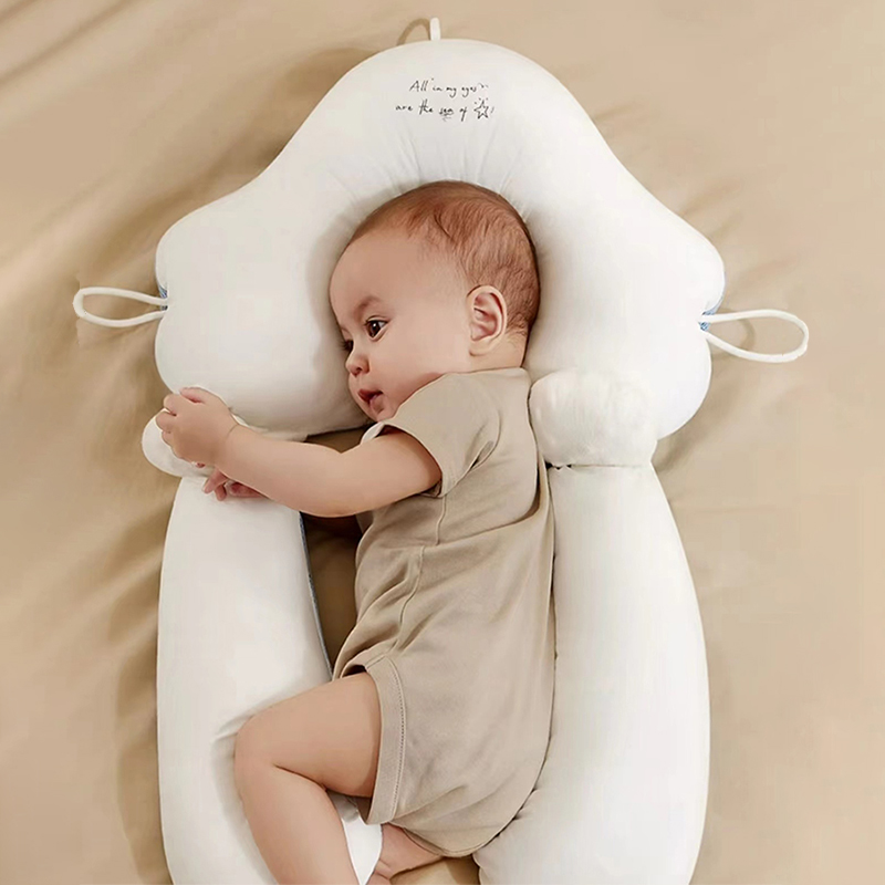 Almohada de bebé de Color sólido, cama para recién nacido, almohada relajante, almohada multifuncional para dormir lateral rebotable, transpirable y cómoda
