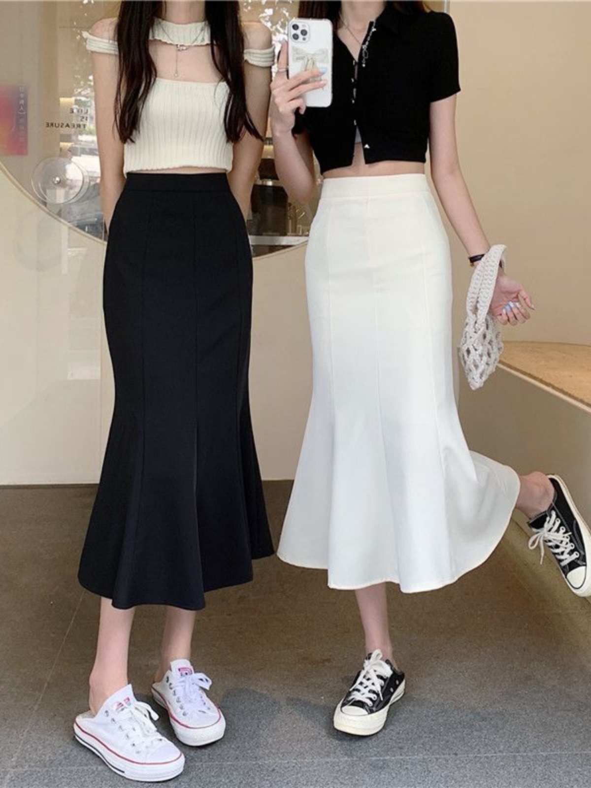 Saia em Tamanho Plus de Seda Gelada com Cauda de Peixe para Mulheres, Estilo Vintage para Férias de Verão na Praia, para Idad...