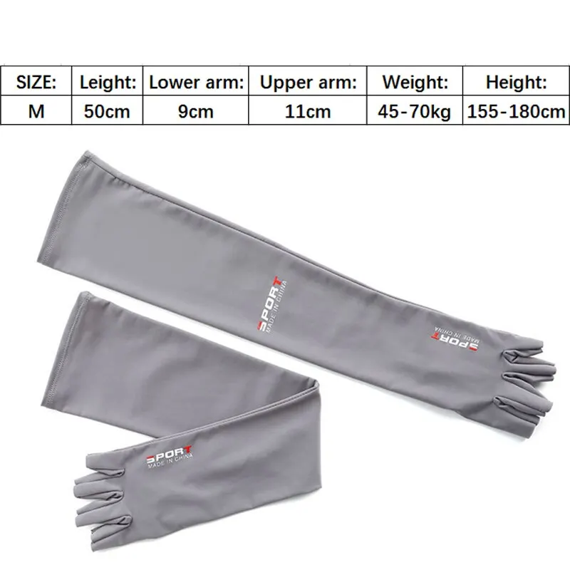 1 par de mangas esportivas para ciclismo, corrida, pesca, escalada, capa de braço, proteção solar uv, mangas frias com punho de 5 dedos, outdoo
