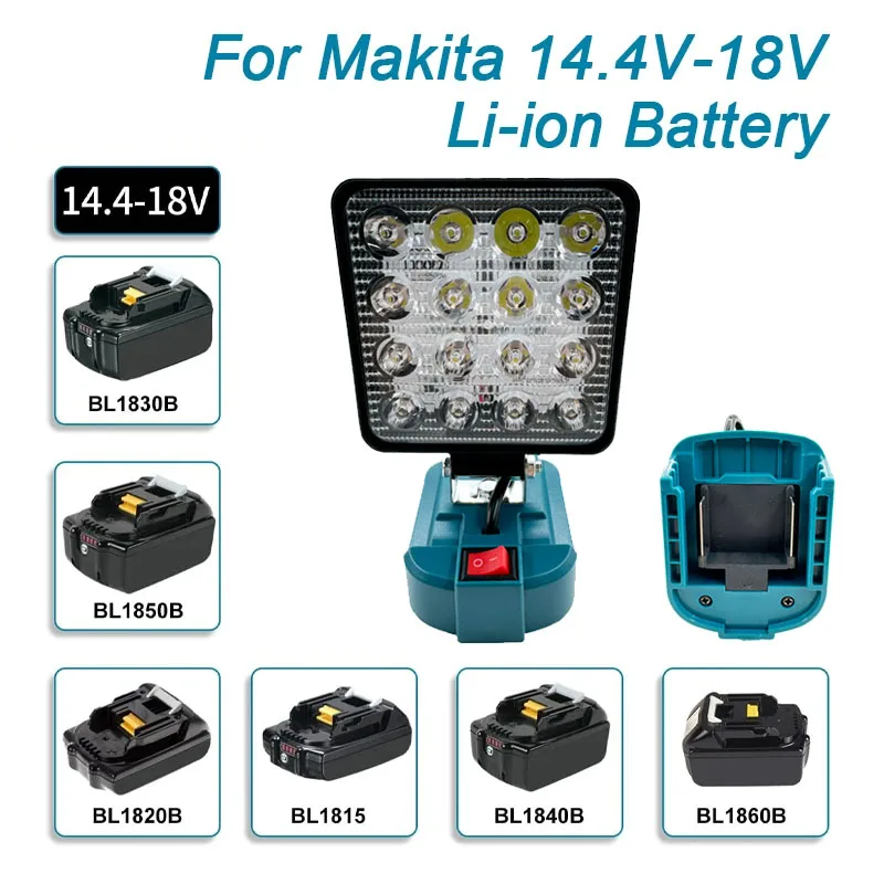 Nova luz de trabalho led para makita 14.4v 18v bateria li-ion 3/4 Polegada com usb lanterna ao ar livre lâmpada acampamento luz de emergência
