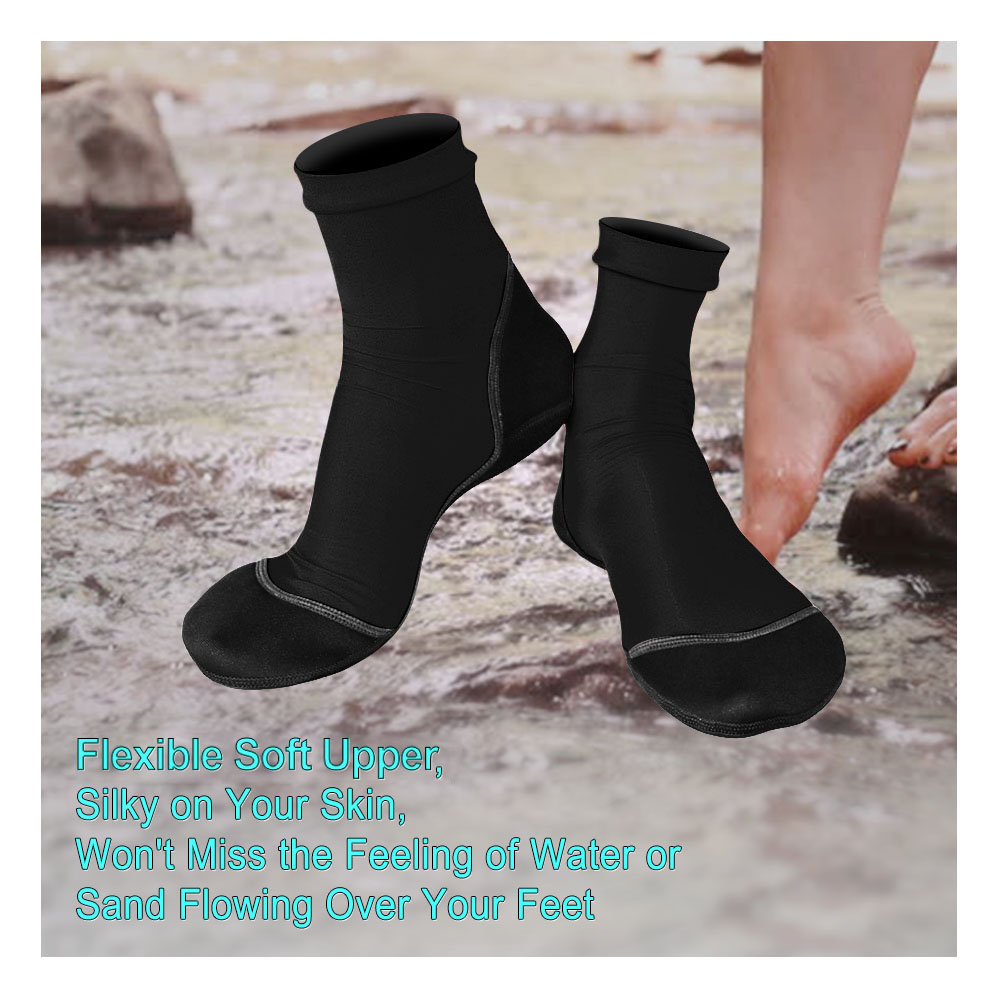 ถุงเท้า Neoprene Fin สําหรับวอลเลย์บอลชายหาดทรายฟุตบอลบางโพลีเอสเตอร์รองเท้า 1.5 มม. Neoprene Soles ป้องกันแสงแดดรองเท้าน้ํา