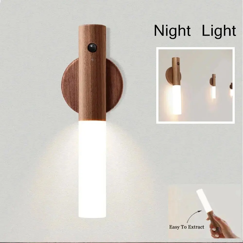 Luz LED nocturna USB, lámpara de pared magnética, armario de cocina, luz para el hogar, escalera, dormitorio, mesa, lámpara de movimiento, iluminación de noche