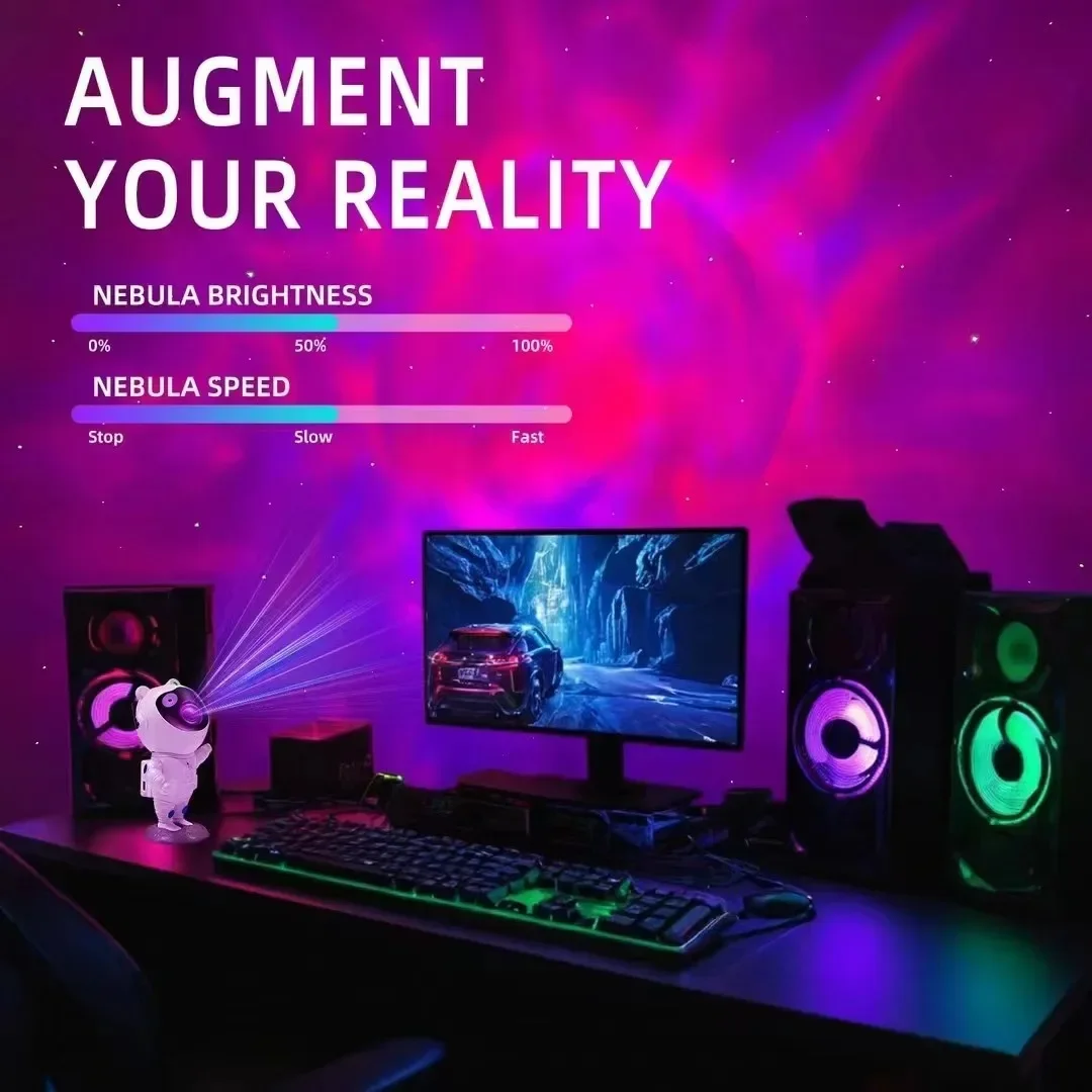 LED Astronaut Sternenprojektor Licht Musikwiedergabe USB Plug-in Bluetooth Lautsprecher Projektorlampe für Schlafzimmer Urlaubsdekorationen