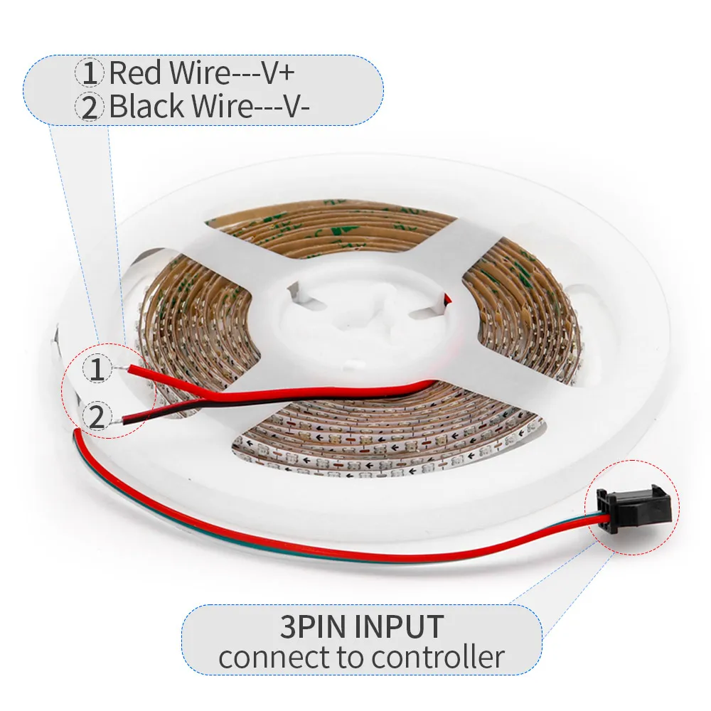 DC5V/12V RGB Dream color changing led Strip Lights WS2812 2020 Ultra Narrow 2.7mm 160Leds/m Smart individually addressable Digit